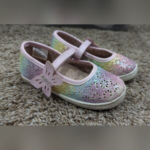 Girl size 8 rainbow glitter butterfly shoes
